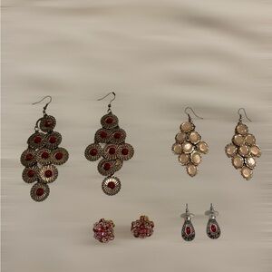 Jewelry Bundle Dangle Earrings Bundle Multicolor Floral Pattern Set of 4 Pairs